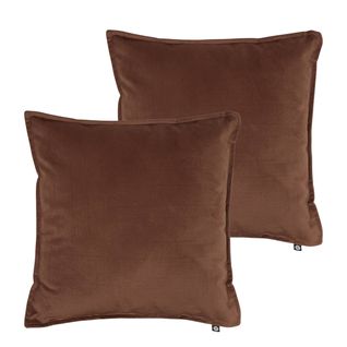 Lot De 2 Coussins Déhoussables En Polyester Coloris Marron - Longueur 45 X Largeur 6 X Hauteur 45 Cm