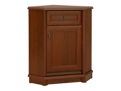 Commode D'angle Avec 1 Porte Et 1 Tiroir Coloris Châtaigne - L. 60 X P. 60,5 X H. 90,5 Cm