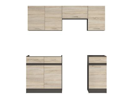 Cuisine Complète 180 Cm,ensemble De Meuble De Cuisine Coloris Chêne Sonoma, Plan De Travail Inclus