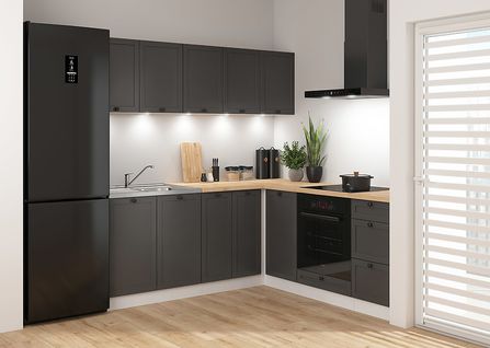 Cuisine D'angle Complète 200x200 Cm, Meubles De Cuisine Modulables, Plan De Travail Chêne Inclus