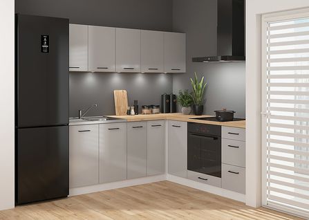 Cuisine D'angle Complète 200x200 Cm, Meubles De Cuisine Modulables, Plan De Travail Chêne Inclus