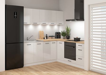 Cuisine D'angle Complète 200x200 Cm, Meubles De Cuisine Modulables, Plan De Travail Chêne Inclus