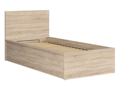 Lit 90x200 Lit 1 Place Avec Sommier Et Rangement, Coloris Chêne Sonoma