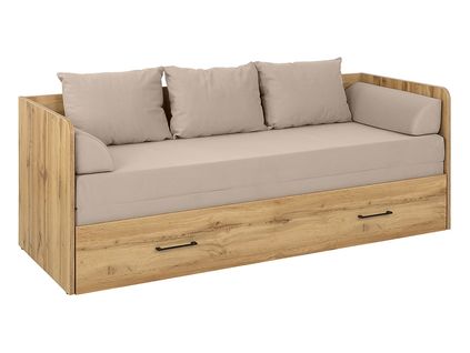Lit canapé convertible 80-160x200 cm avec coffre de rangement, matelas et 3 oreillers