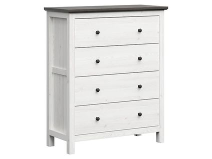 Commode Meuble De Rangement à 4 Tiroirs, Coloris Gris Mélèze Clair / Pin Larico