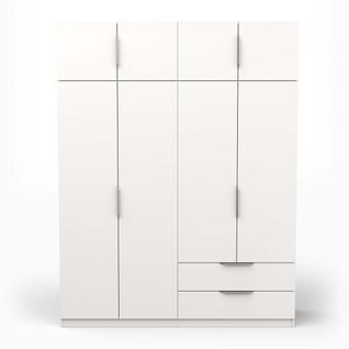Armoire 8 Portes 2 Tiroirs Couleur Blanc Mat - Largeur 157,3 X Profondeur 51,1 X Hauteur 203 Cm