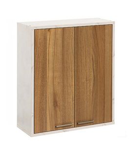 Meuble Haut De Cuisine Avec 2 Portes + 1 Étagère Amovible, Coloris Marron/blanc