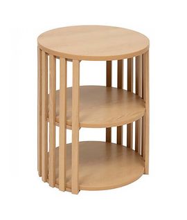Table D'appoint Ronde Avec Étagère, Coloris Beige - Longueur 40 X Profondeur 40 X Hauteur 48 Cm.