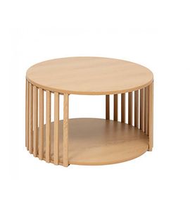 Table Basse Ronde Avec Étagère, Coloris Beige -  Diamètre 60 X Hauteur 35 Cm