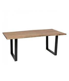 Table à Manger Rectangulaire En Bois D'acacia Avec Pieds En Métal - L. 200 X P. 100 X H. 76 Cm