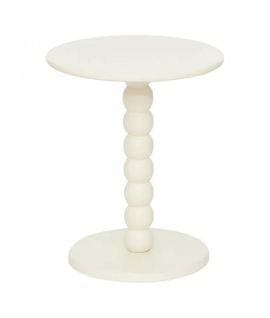 Table à Café Table D'appoint Ronde Finition Matte, Coloris Ivoire - Diamètre 38 X Hauteur 46,5 Cm