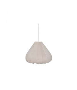 Luminaire Suspension En Forme De Poire Nervurée, Coloris Beige - Diamètre 49 X Hauteur 119 Cm