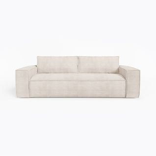 Canapé Convertible Express Dunlopillo Velours Côtelé Crème 140cm