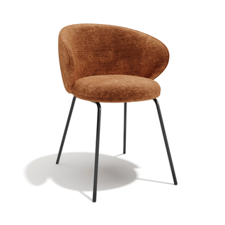 Lot De 2 Chaises Velours Texturé Terracotta Et Pieds Noirs