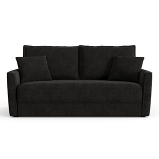 Canapé Convertible 3 Places Tissu Tramé Touché Doux Noir 180cm