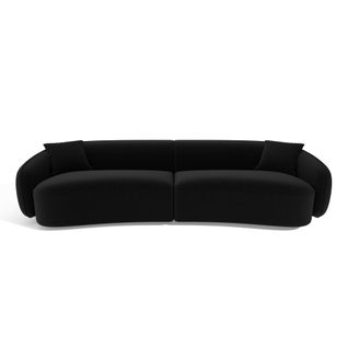 Canapé 4 Places Tissu Tramé Touché Doux Noir