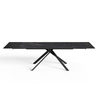 Table Extensible 8-10 Personnes Céramique Effet Marbre Noir 180cm