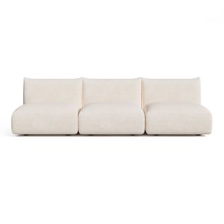 Canapé Modulable 4-5 Places Velours Chenillé Crème