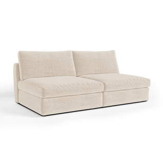 Canapé Modulable 3 Places Tissu Tramé Toucher Doux Beige