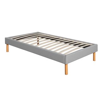 Sommier Tapissier Gris Confortable 70x190 Avec Pieds 20 Cm - 13 Lattes Facile à Monter