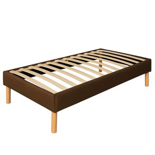 Sommier Tapissier Marron 90x200 Avec 13 Lattes Et Pieds De 20 Cm - Montage Rapide