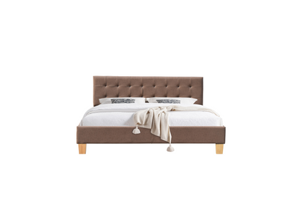 Frederic - Solide Et Confortable Lit Avec Sommier + Tête De Lit Capitonnee Couleur Marron