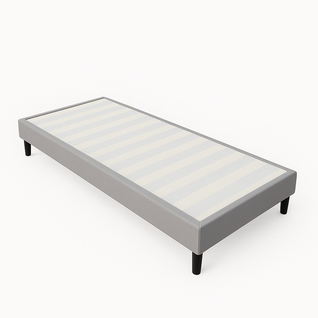 Sommier 70x190 Cm Tapissier Déhoussable Gris Avec Pieds 20 Cm 13 Lattes - Tissu Polyester 100%