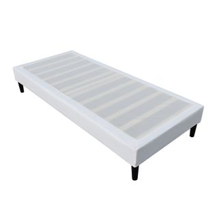 Sommier 80x200 Cm Déhoussable Blanc Avec Pieds 20 Cm Et 13 Lattes - Anna Tissu Pvc Et Mousse