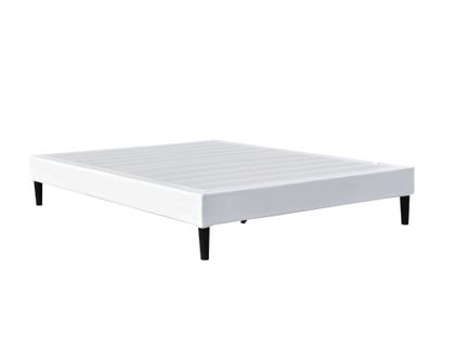 Sommier 200x200 Cm Déhoussable Blanc Avec Pieds 20 Cm 2x13 Lattes Anna Revêtement Pvc