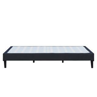 Sommier 90x200 Cm Déhoussable Noir Avec Pieds 20 Cm Et 13 Lattes Anna Revêtement Tissu Pvc