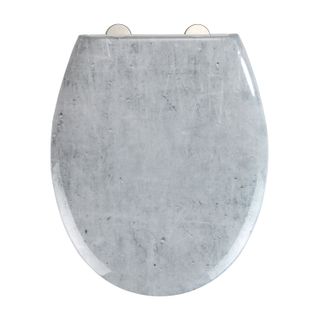 Abattant Wc Effet Marbre Concrete - Abaissement Automatique - Duroplast - Gris