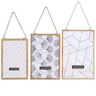 3 Cadres Photo à Suspendre Design Gold Home - Doré