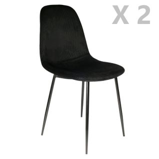 2 Chaises Design Velours Giulia - Noir