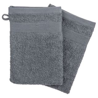 Lot 2x Gants De Toilette - 15 X 21 Cm. - Gris Foncé