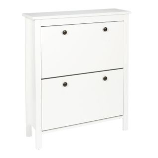 Meuble à Chaussures En Panneaux De Particules Avec 2 Portes - Blanc