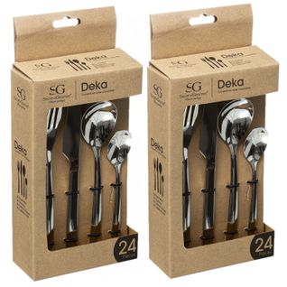 Lot De 2 Ménagères Deka En Acier Inoxydable - 48 Pièces - Argent