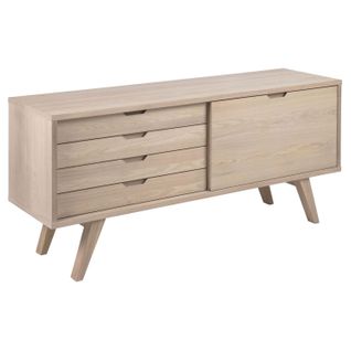 Buffet En Panneaux De Particules Avec 4 Tiroirs Et 1 Porte Coulissante - Beige