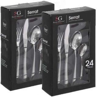 Lot De 2 Ménagères Serrat En Acier Inoxydable - 48 Couverts - Argent