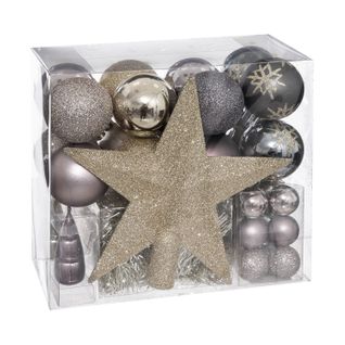 Coffrets Décoration Sapin De Noël 44 Pièces - Champagne Et Violet