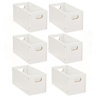 Lot De 6 Boîtes De Rangement Rectangulaire En Mdf - L. 31 X H. 15 Cm - Blanc