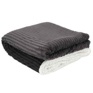 Plaid Flanelle Côtelé - 180x220cm - Gris