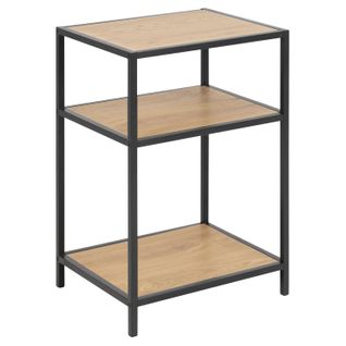 Table De Chevet Ou D'appoint 2 Étagères En Mdf Et Métal - Beige Et Noir