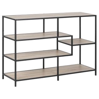 Bibliothèque 4 Étagères Asymétriques En Mdf Et Métal - Noir Et Beige