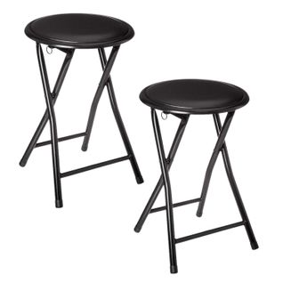 Lot De 2 Tabourets Pliants En Pvc - Noir