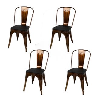 Lot De 4 Chaises Vintage Liv H84 Cm - Doré Et Noir