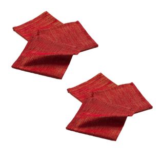 Lot De 6 Serviettes Fils Métallisés L. 40 Cm X L. 40 Cm - Rouge Et Or