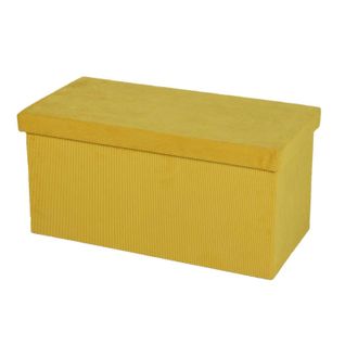 Banc De Rangement Pliable Kube En Velours Côtelé - Jaune