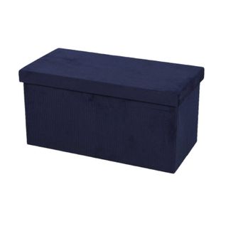 Banc De Rangement Pliable Kube En Velours Côtelé - Bleu