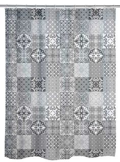 Rideau De Douche Motif à Carreaux 180 X 200 Cm - Gris