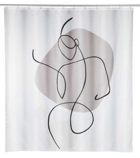 Rideau De Douche Silhouette 180 X 200 Cm - Blanc Et Gris